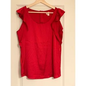 Loft Satin Ruffle Sleeve Blouse